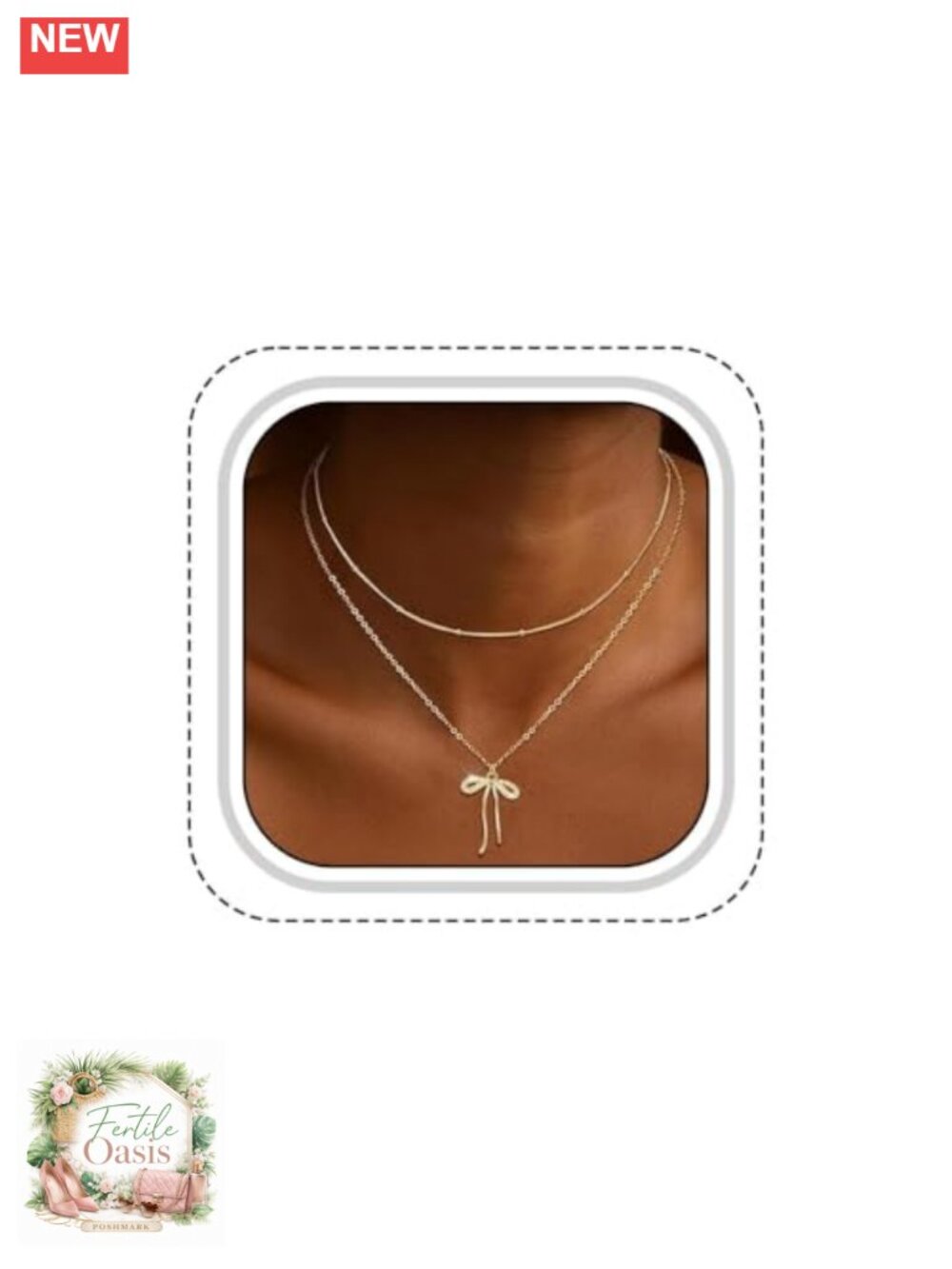 Gold Plated Bow Pendant Necklace Layered Dainty Choker